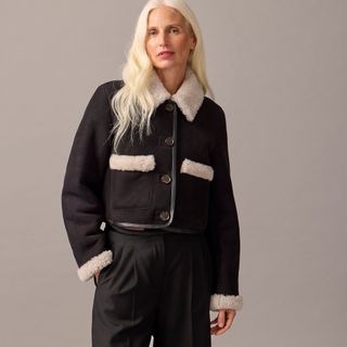 J.Crew + Collection Cropped Shearling Jacket