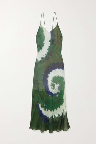 Frame x Julia Sarr-Jamois + Tie-Dyed Silk-Chiffon Midi Dress