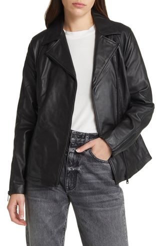 Schott NYC + Long Leather Moto Jacket