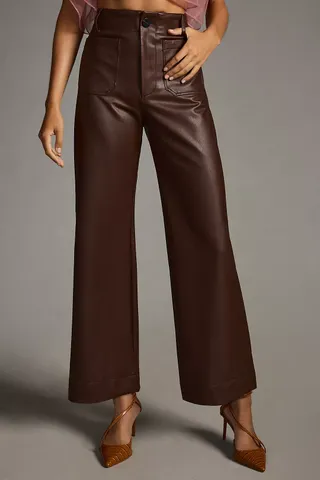Maeve + The Colette Cropped Wide-Leg Faux Leather Pants