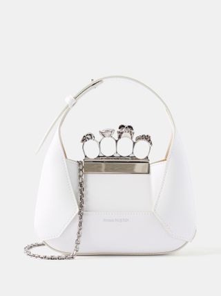 Alexander McQueen + Four Ring Mini Crystal and Leather Shoulder Bag