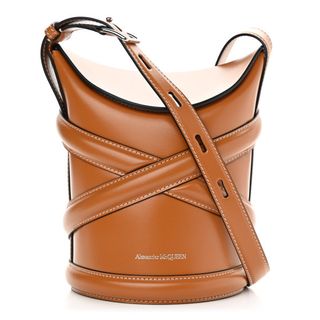 Alexander McQueen + Calfskin the Curve Small Shoulder Bag Tan