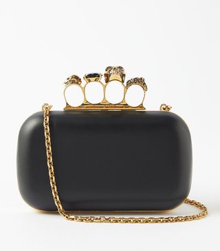 Alexander McQueen + Skull Four Ring Leather Clutch Bag