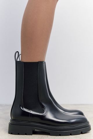 Zara + Flat Chelsea Ankle Boots