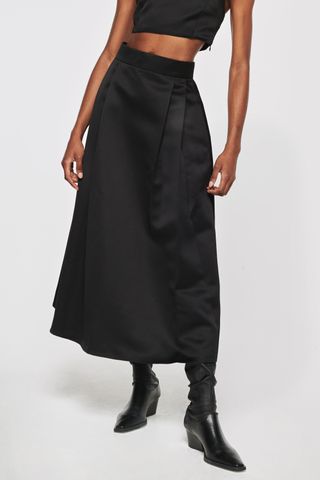 ALIGNE + Lux Satin Full Midi Skirt