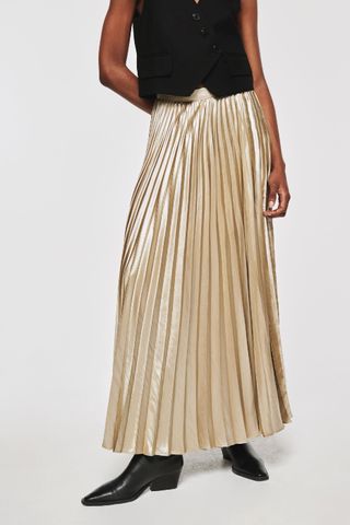 ALIGNE + Lia Foil Pleated Midi Skirt