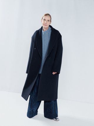 Raey + Wool Exaggerated Shoulder Overcoat