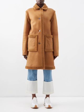 Loewe + Shearling-Trimmed Leather Coat