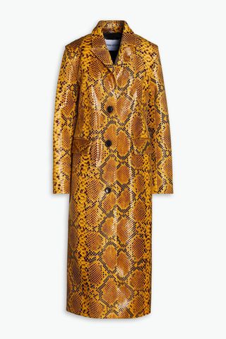 Stand Studio + Zoie Faux Snake-Effect Leather Coat