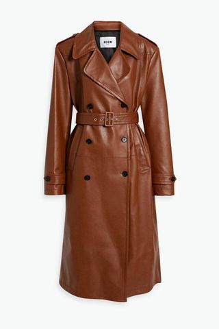 MSGM + Faux Stretch-Leather Trench Coat