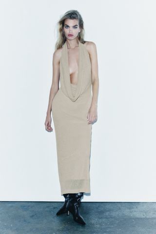 Zara + Metallic Knit Dress