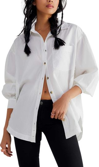 Free People + Happy Hour Oversize Poplin Button-Up Shirt