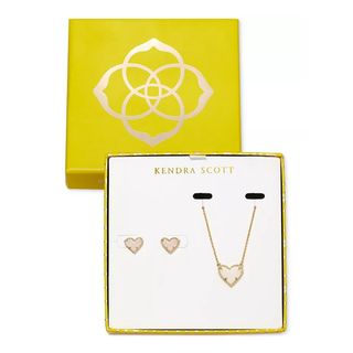 Kendra Scott + Gold-Tone 2-Pc. Set Druzy Heart Pendant Necklace & Matching Stud Earrings