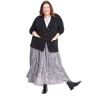 On 34th + Plus Size Long Patch Pocket Cardigan