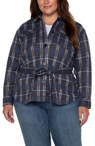 Liverpool Los Angeles + Plaid Belted Shirt Jacket