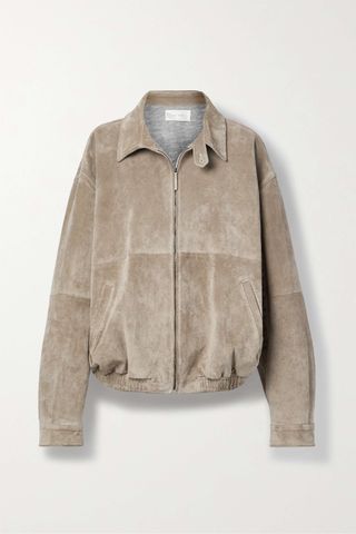 The Row + Roanna Oversized Suede Bomber Jacket