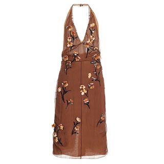 Miu Miu + Embellished Chiffon Midi Dress