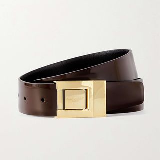 Saint Laurent + Glossed-Leather Belt