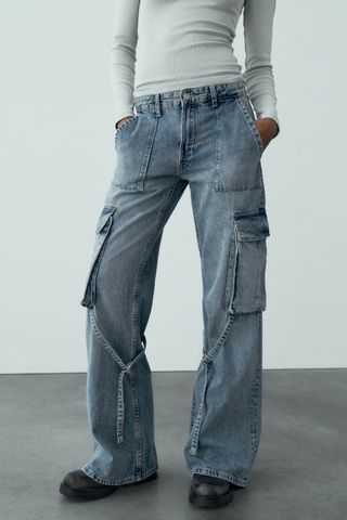 Zara + Mid-Rise TR5 Cargo Jeans