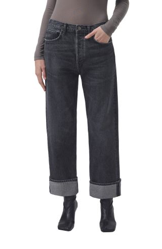Agolde + Fran Cuffed Organic Cotton Ankle Straight Leg Jeans