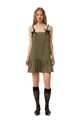 Ganni + Woollen Checkered Mini Dress