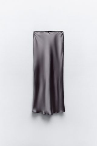 Zara + Satin Effect Skirt With Lace