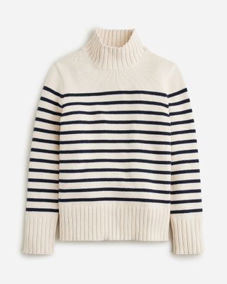 J.Crew + Cotton Turtleneck Sweater in Stripe