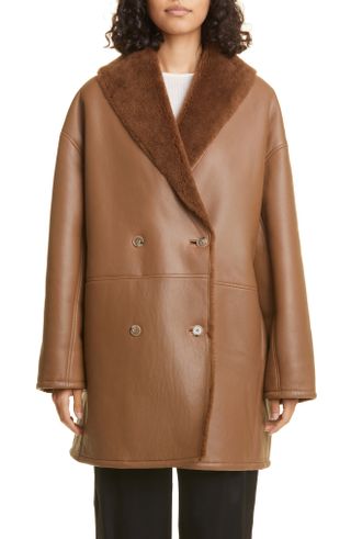 Loulou Studio + Leather Coat With Genuine Shearling Lining