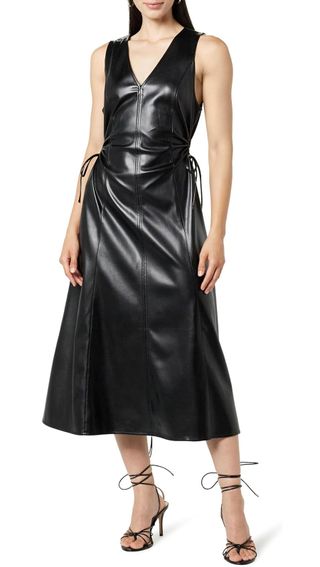 The Drop + Sabi Vegan Leather Cutout Midi Dress