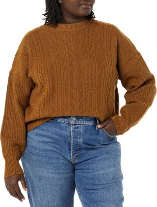 Amazon Essentials + Soft-Touch Modern Cable Crewneck Sweater