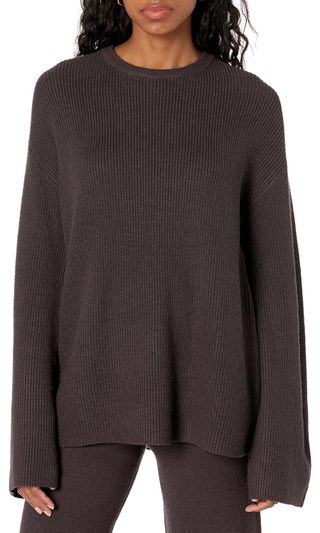 The Drop + Alice Crewneck Back-Slit Ribbed Pullover Sweater