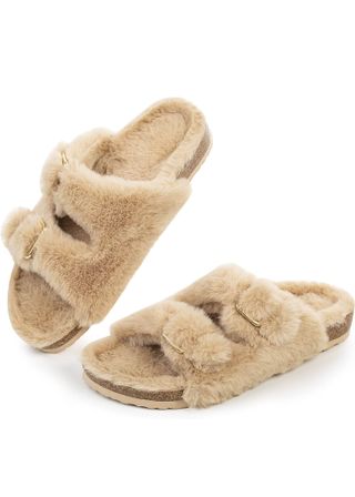 Fitory + Faux Fur Slide Sandals