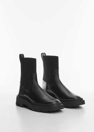 Mango + Platform Track-Sole Ankle Boots