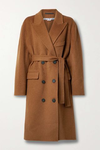Acne Studios + Belted Double-Breasted Brushed Wool and Alpaca-Blend Coat