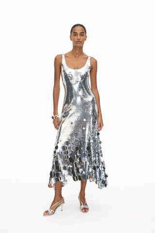 H&M x Rabanne + Sequined Flared-Skirt Dress