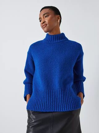 John Lewis + Alpaca Wool Blend Turtle Neck Jumper in Surf the Web