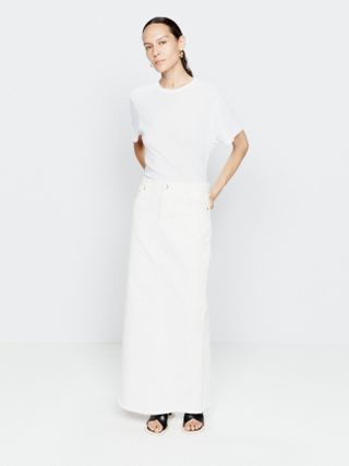 Raey + Split Back Organic-Cotton Denim Maxi Skirt