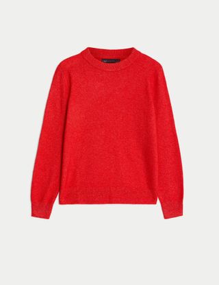 M&S Collection + Recycled Blend Crew Neck Jumper in Poppy
