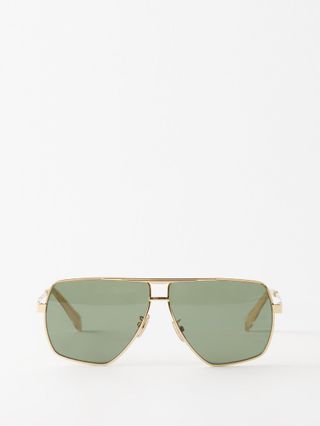 Celine Eyewear + Aviator Square Metal Sunglasses