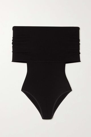 Alaïa Editions + Angie Off-the-Shoulder Stretch-Knit Bodysuit