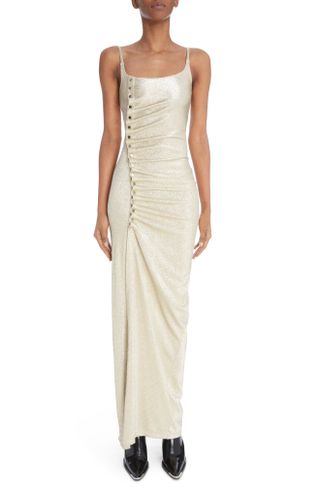 Rabanne + Metalllic Side Ruched Gown
