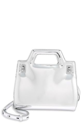Ferragamo + Mini Wanda Metallic Leather Top Handle Bag