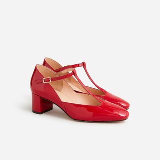 J.Crew + Millie T-Strap Heels in Patent Leather