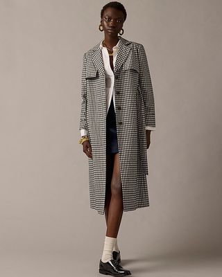 J.Crew Collection + Harriet Trench Coat in English Gingham Wool Blend