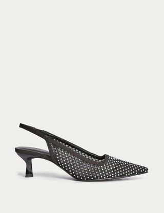 M&S Collection + Sparkle Kitten Heel Pointed Slingback Shoes