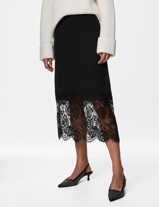 M&S Collection + Lace Midaxi Slip Skirt