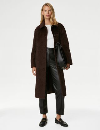 M&S Collection + Brushed Textured Car Coat