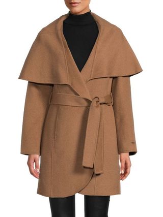 Tahari + Marilyn Wool Blend Open Front Coat
