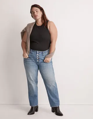 Madewell + The Plus Perfect Vintage Straight Jean: Button-Front Edition