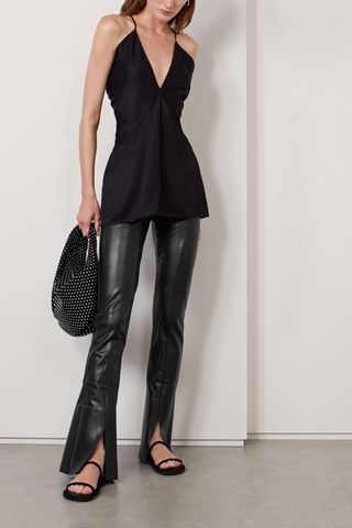 Norma Kamali + Spat Vegan Leather Flared Leggings